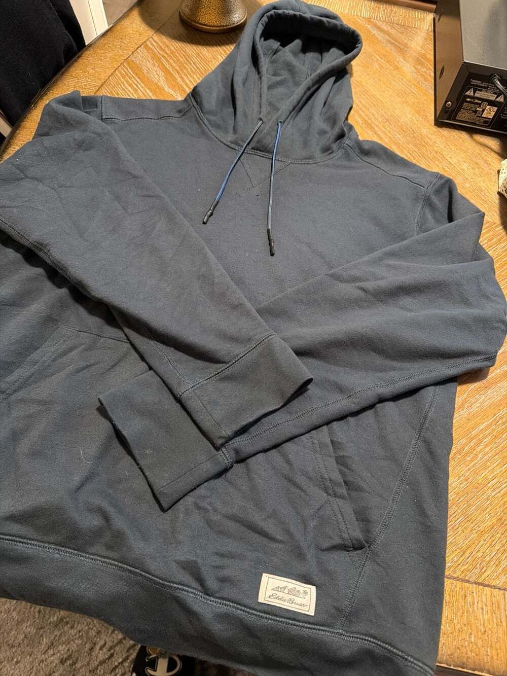 Eddie Bauer Men's Navy Blue Fleece Pullover Hoodie Size M